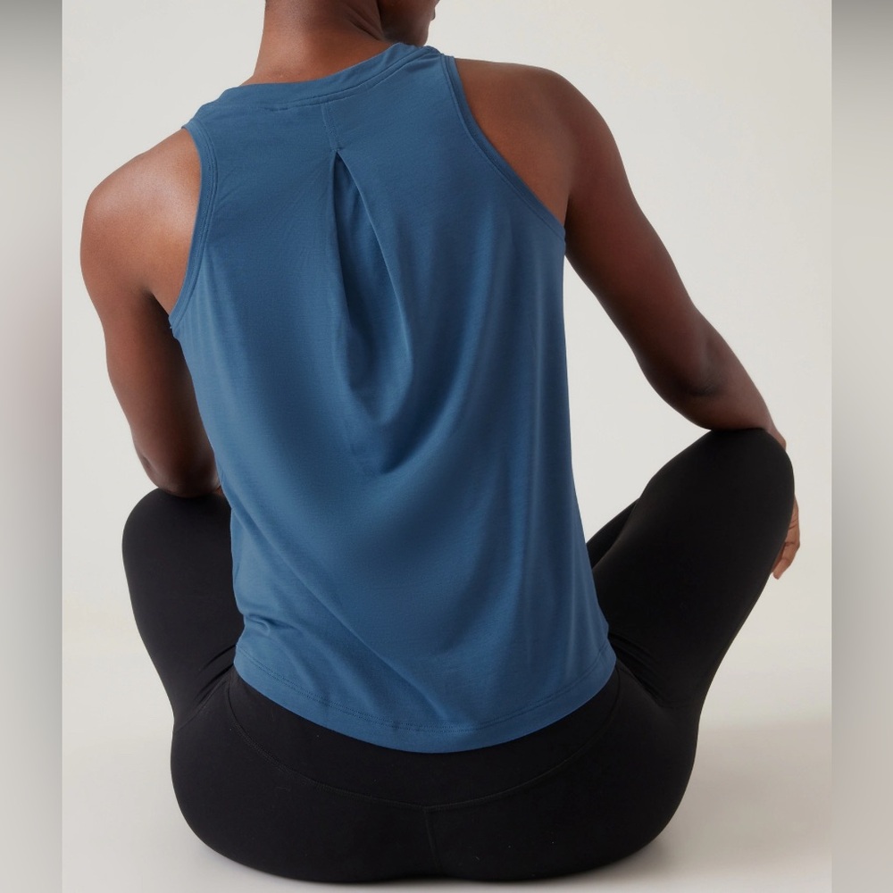 Athleta with ease tank in Jay bird blue